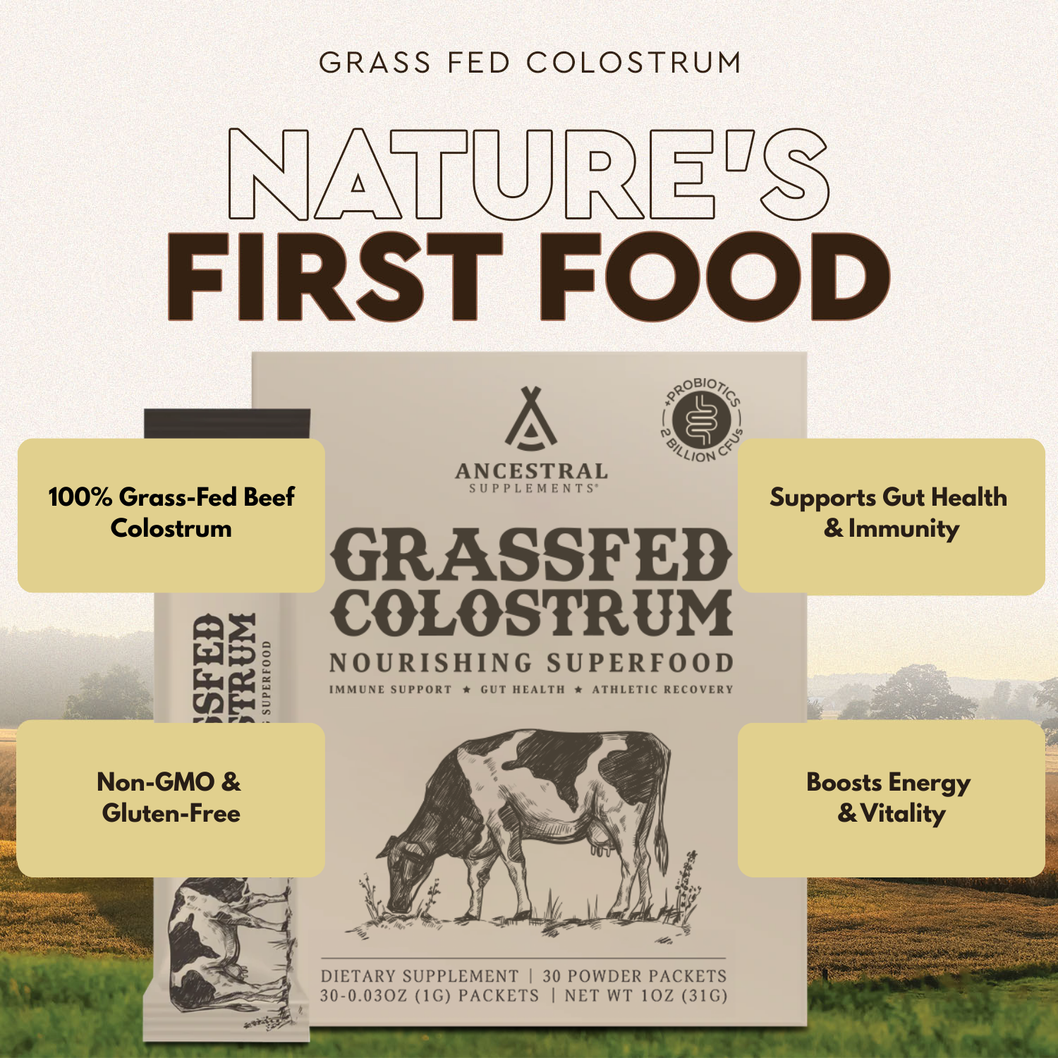 Grass Fed Beef Colostrum Stick Packs