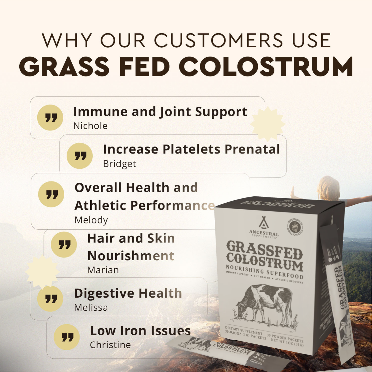 Grass Fed Beef Colostrum Stick Packs