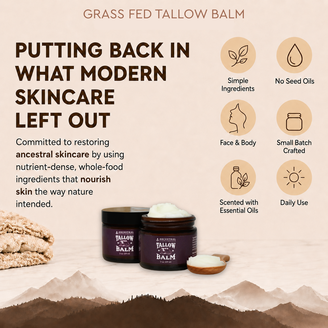 Grass Fed Beef Tallow Balm