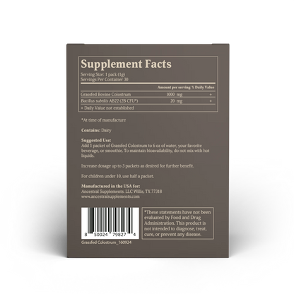 Grass Fed Beef Colostrum Stick Packs